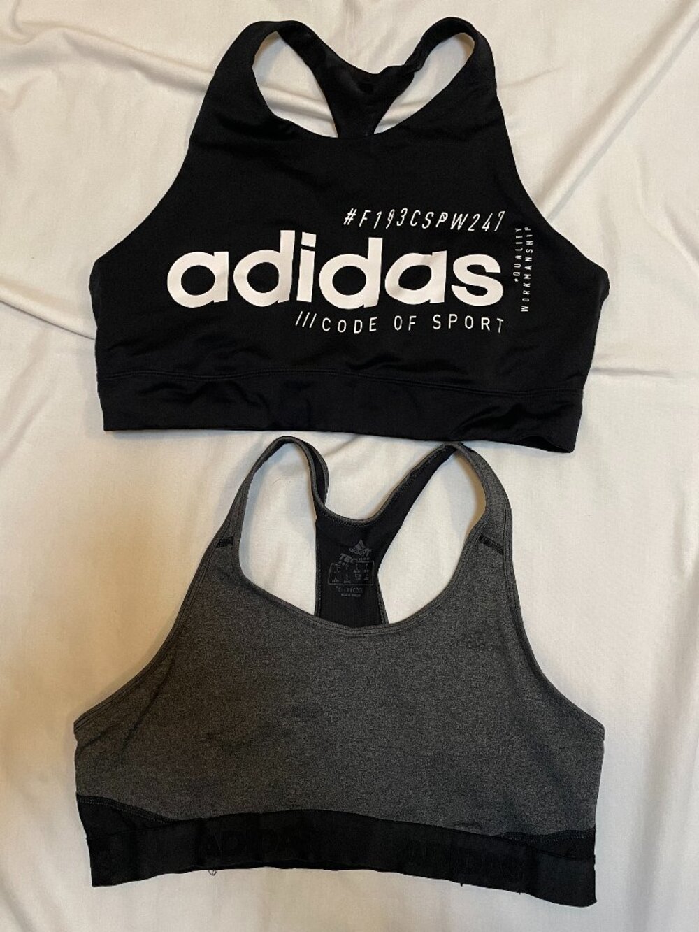 adidas Womens Sports Bras Lot of 2 Climacool Workout Black and Grey Preowned